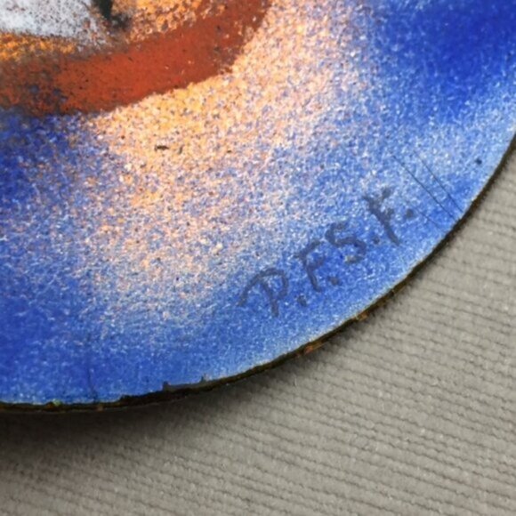 Small Enamel on Copper Sailboat Plate Trinket Dish Artisan Made Nautical Signed - Picture 15 of 16